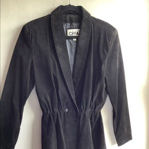 Vintage suede jacket with gathered waist and snaps